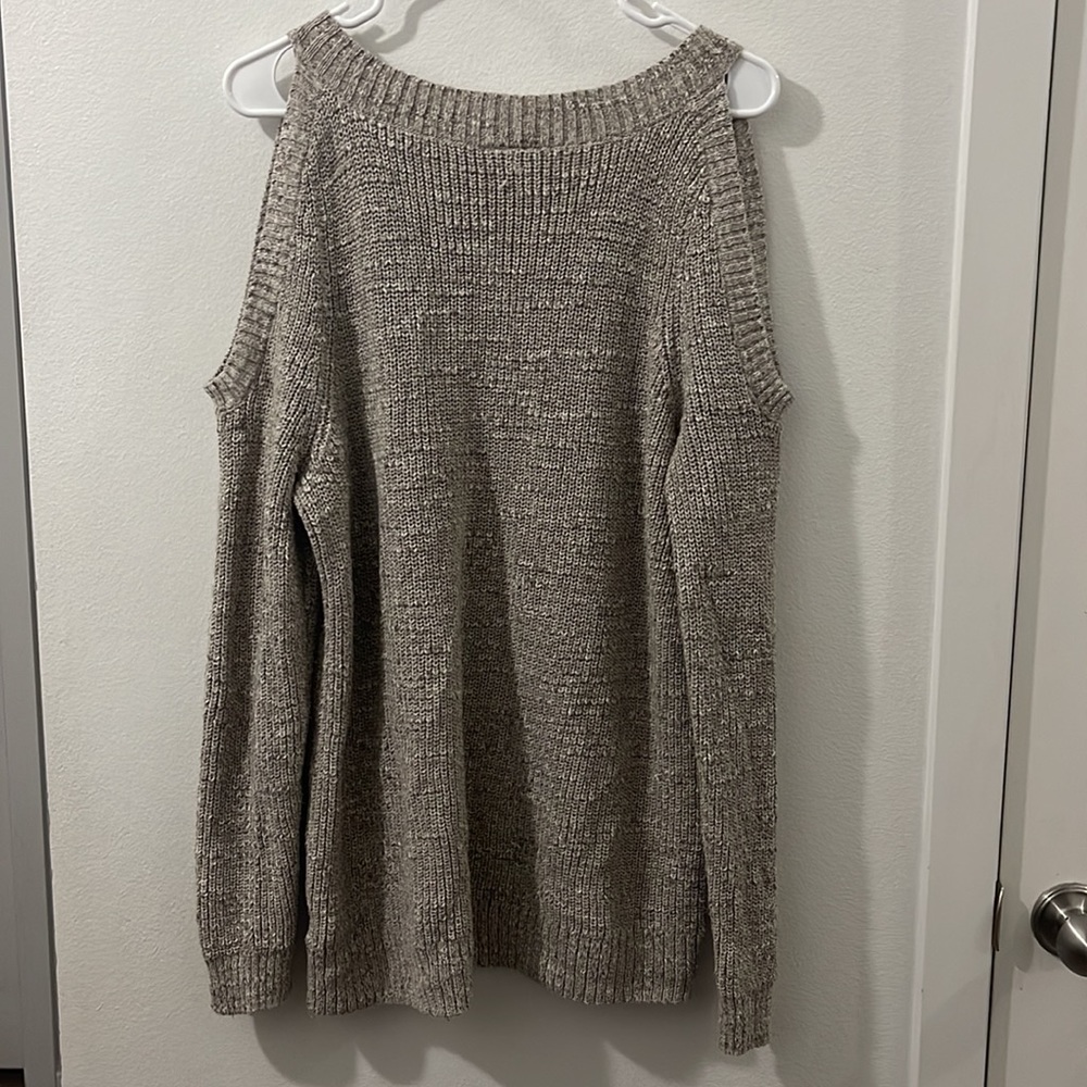 Cream Open Shoulder Torrid Pullover Sweater - Picture 5 of 5